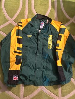 VINTAGE RARE REEBOK PRO LINE GREEN BAY PACKERS FULL ZIP WINDBREAKER JACKET XXL