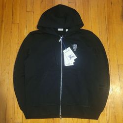 Burberry Men's Black Knight Zip-Up Hoodie Size M