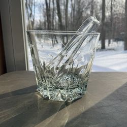 vintage Princess House Heritage crystal ice bucket with tongs