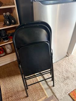 2 Black Metal Folding Chairs