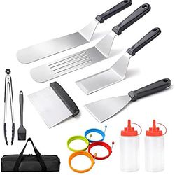 NEW! Griddle Accessories Compatible with Blackstone, Premium Flat Top Grill Accessories, Perfect Griddle Spatula Set for Outdoor BBQ, Teppanyaki and C