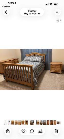 EUC Munire Charleston 3-1 bedroom set w/ Dutailer chair / glider w/ ottoman, Smoke free home, Oos.