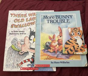 Lot Of (3) Children’s Books, There Was An Old Lady, More Bunny Trouble, Little Tiger 