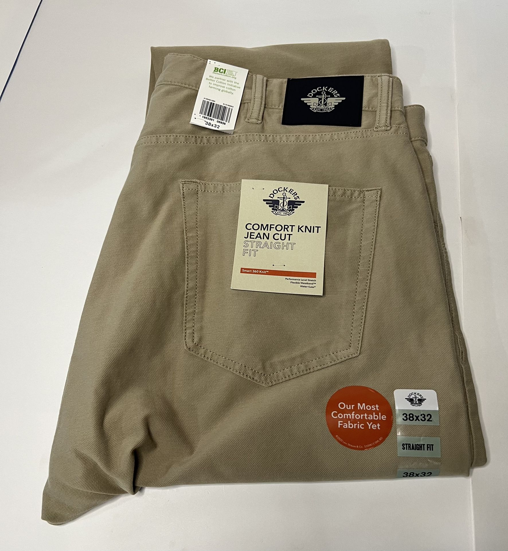 Dockers Men Comfort Knit Jean Cut STRAIGHT FIT Smart 360 Knit 38/32