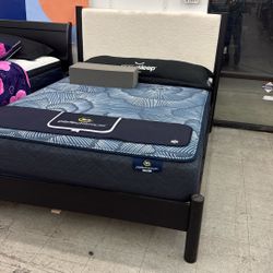 Ashley Queen Bed And Serta Mattress Display Item Deal 