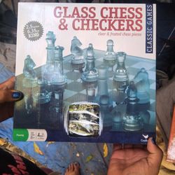 New Unopened Glass Chess/Checkers Game
