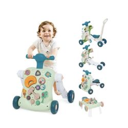 Sit to Stand Learning Walker 6 in 1 Baby Learning Walkers Early Education Activity Center Learning Play Toys Toddler Walker Push Toy for Girls Boys N0
