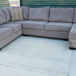 Three Piece Grey Sectional Couch Delivery Available 