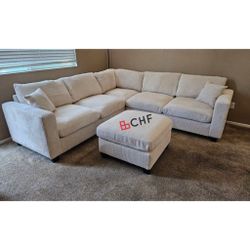 Corduroy Living Room Sectional Sofa With Ottoman - Limited Time Offer 