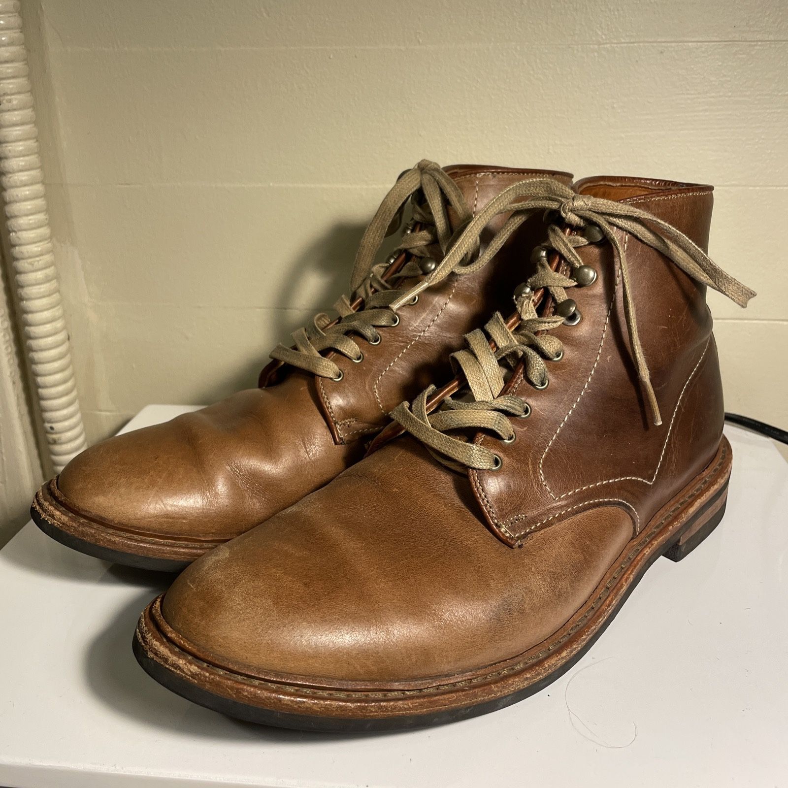 Allen Edmonds Mens 10 D Higgins Mill Boots 7563 Brown Leather Lace Up Dainite