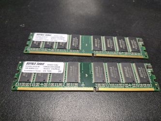 Set of (2) 1GB Buffalo Select 400MHz CL3, PC3200U-30330-B1 Desktop Memory