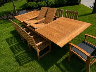 Teak table 47” x87 or extended to 120”