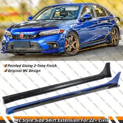 For 2022-2026 Honda Civic MC FE180 Aegean Blue Black 2 Tone Side Skirt Extension
