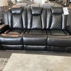 Orion Black Power Reclining Sofa with Led, Speaker 