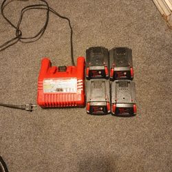 Four Batteries M 18 , Two Red Lithium CP 2.0 , Two 2.0 AH  And One Charger M 18 $ 120