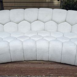 Modern curved bubble sofa couch off-white fabric