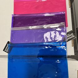 (4) - Translucent Zippered Pencil Pouches - (New)