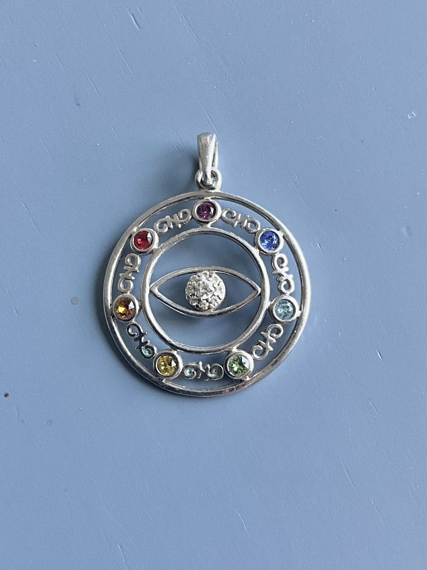 Pandora Medallion Silver 925 Eye Locket with Multicolor Crystals