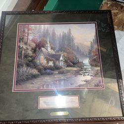 VINT-Thomas Kinkade The Forest Chapel Limited Edition P/P Framed Canvas Painting