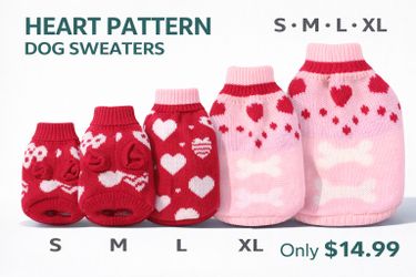 Heart Dog Sweaters 💖 | Sizes S–XL | $14.99