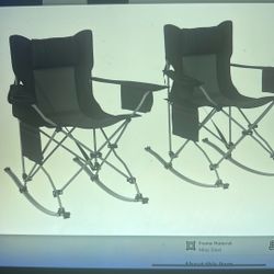 NEW Folding Rocking Camping Chairs. Portable Outdoor Rocking Chairs with Headrest, Cooler Bag, Cup Holder, Carry Bag for Picnic Outside & Outdoor Trav