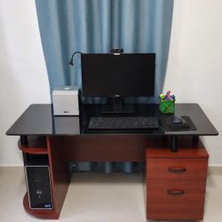 Glass Top Computer Desk 