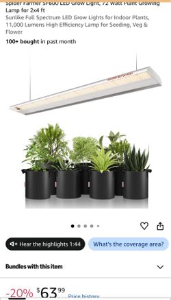 Spider Farmer SF600 LED Grow Light, 72 Watt Plant Growing Lamp for 2x4 ft