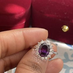 Solid Sterling Silver 925 Amethyst Ring Size 6 & 9