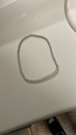 Moissanite And White Plaited Gold Necklace Size 18 And 20