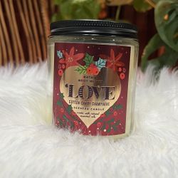New Bath & Body Works Love Cotton Candy Champagne 7 oz Single Wick Jar Candle with Lid 