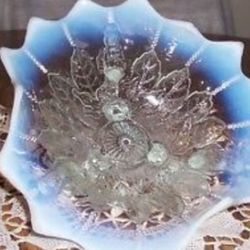 Vaseline glass footed bowl Mint condition