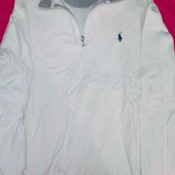 Polo Ralph Lauren Super Soft Fleece Jacket Ivory 1/4-Zip Pullover Men's Size L