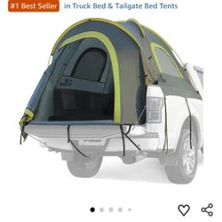 Pickup Truck Tent 2.0, Waterproof PU2000mm Double Laver for 2 Person, Portable Truck Bed Tent with Rainfly, 5.5'-5.8' Camping Preferred - Green, Alumi