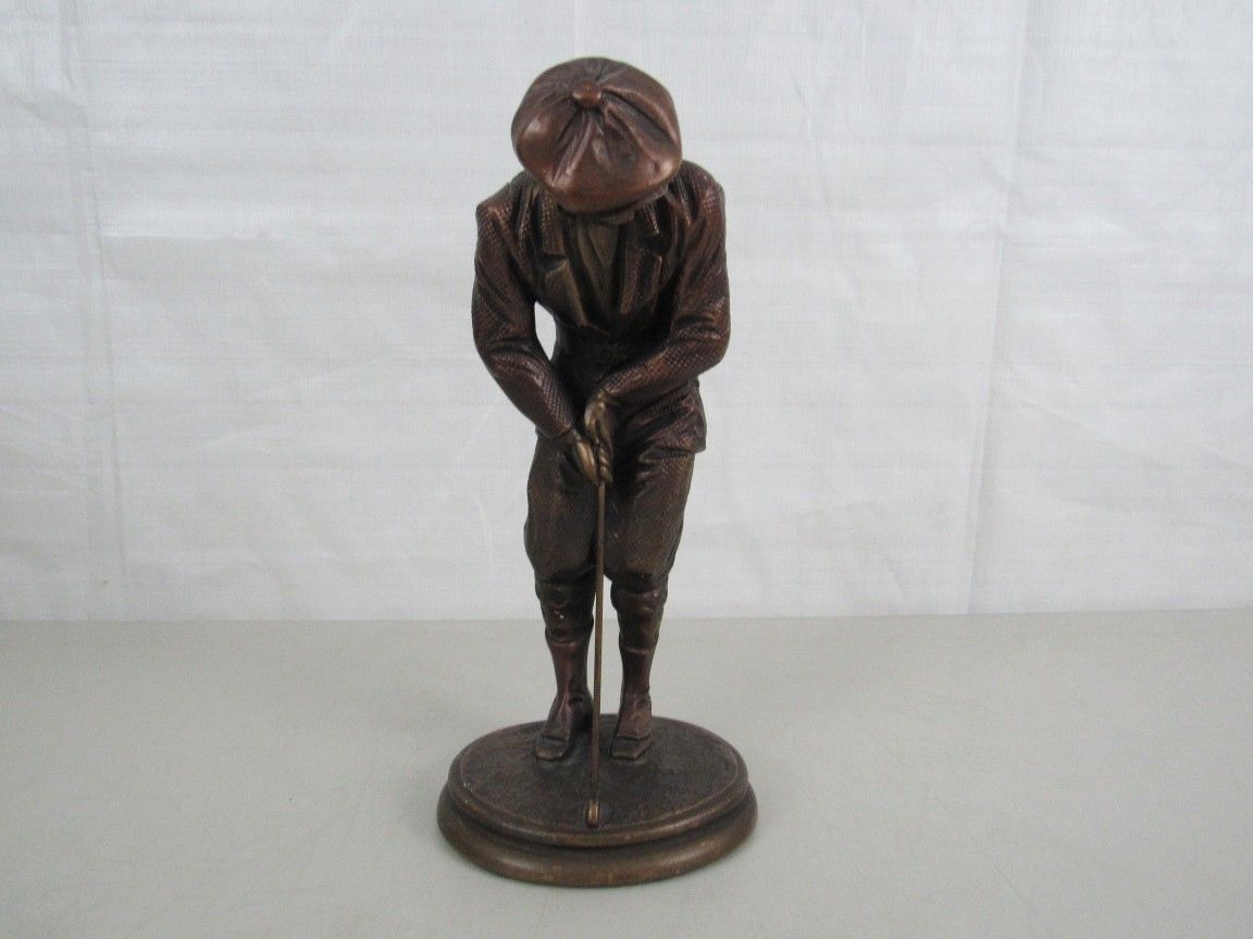 Austin Golfer Sculpture Bronze Tone Finish Statue 1992-Signed 11"