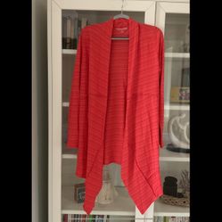 Soft Surroundings Orange/Peach Open Front Cardigan - L