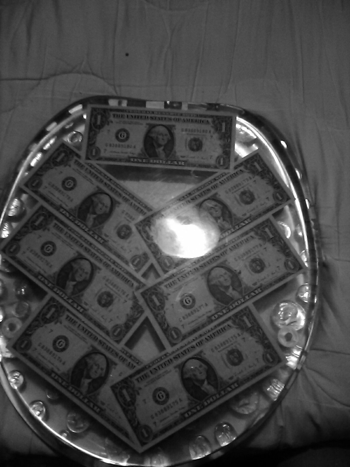 Toilet Seat with US Currency in it