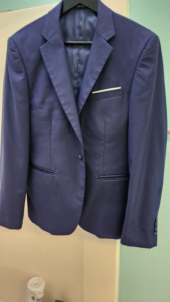 Men's 3 Piece Navy Blue Suit Fits 5'9" , 165 Lbs Man