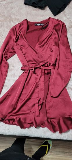 Missguided Red Long Sleeve Dress