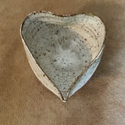 small pottery heart jewelry holder