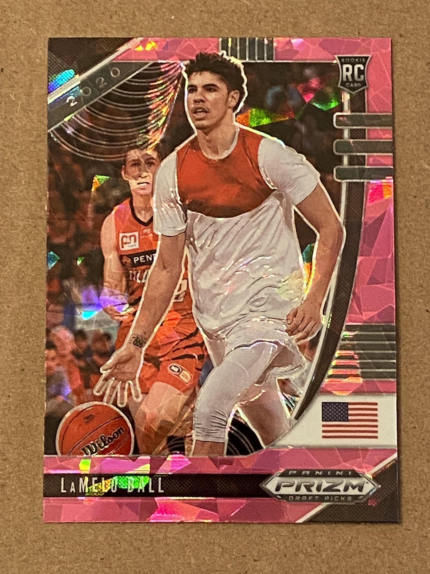 2020 Panini Prizm Draft Picks Lamelo Ball Pink Cracked Ice #3 Rookie Card