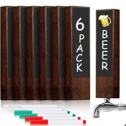 6 Pack Wooden Beer Tap Handle Chalkboard Keg Tap Handles Beer Tap Handles Bar Drink Accessories Gift for Beer Lovers Bars Restaurant Wedding with 