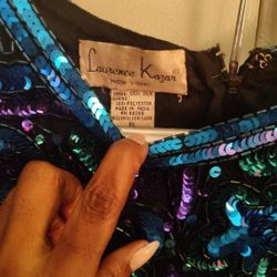 Laurence  Kazar Long Sleeve Silk Sequence Beaded Shirt.