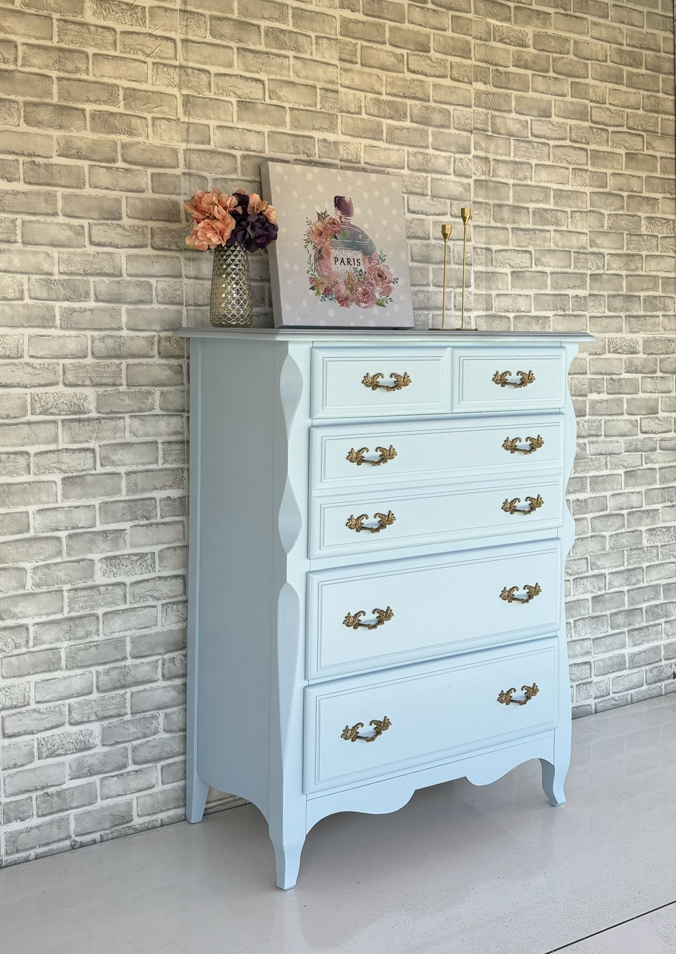 Pastel Blue Dresser - Chest Of Drawers - Highboy - Tall Boy - Tall Chest -  Upright Dresser for Sale in Phoenix, AZ - OfferUp