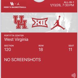 (2) Houston Cougars vs West Virginia Basketball Game Tickets 1/13/25