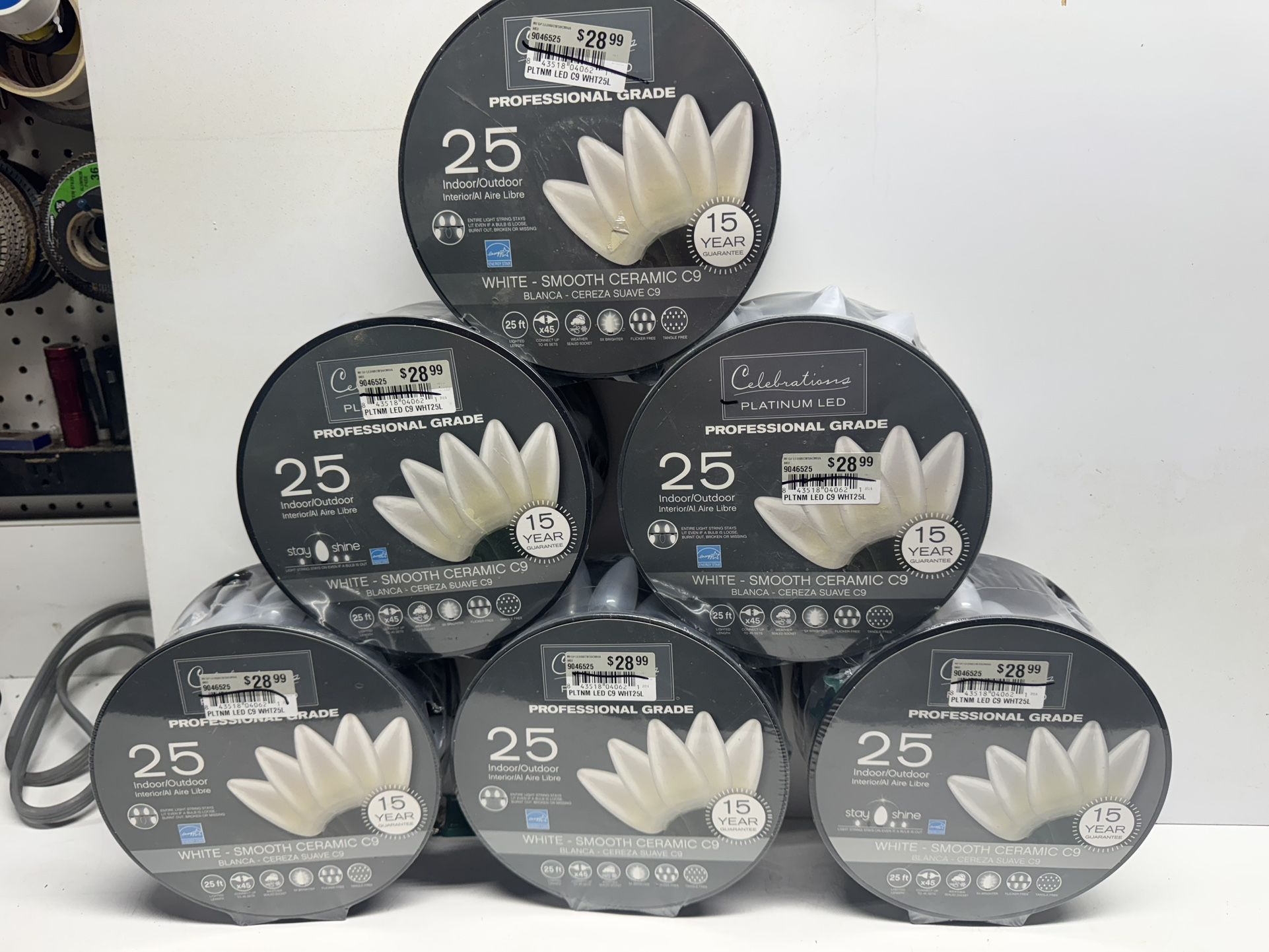 New Celebrations LED White Smooth Ceramic C9 Lights. (6) Sets Available $7 A Set. Must Pick Up