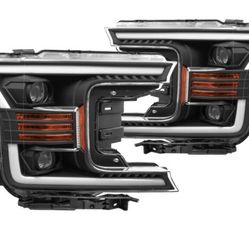 AlphaRex Pro-Series Halogen Heads: Ford F150 (18-19) - Gloss Black (Set)