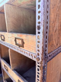 Vintage chubby Wood & Metal Storage Cabinet / Shelf – Rustic