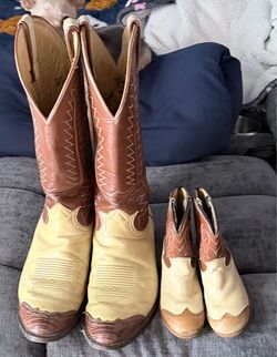 Two-Tone Leather Cowboy Boots Adult and Kids