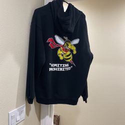 Size, large. Vomiting Prohibited Flying Bumblebee Sweater.