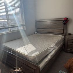queen size Full Bedroom Set – Bed Frame, Mattress, Box Spring, Nightstand & Dresser